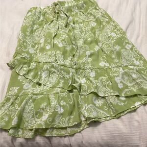 mlle gabrielle Tiered Green Beachy Y2K Midi Skirt